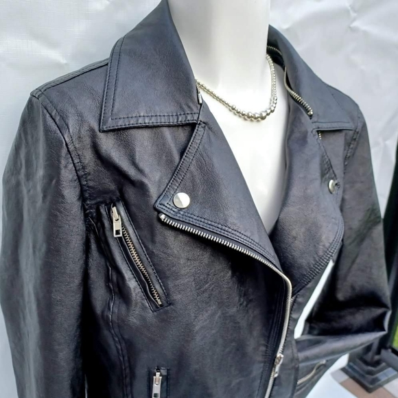 NWOT Faux Leather Biker Jacket - Picture 11 of 16